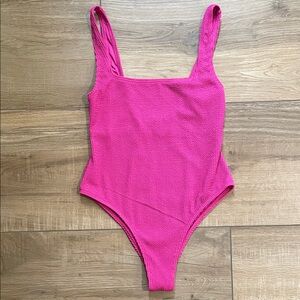 Billabong Simmer Hi Square Neck One‑Piece • Fuchsia • Size L • NWT